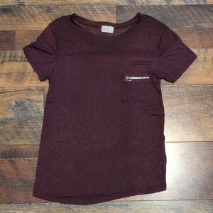 Glitz Maroon Tee with Zipper Pocket And Mesh Shoulders
